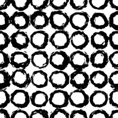 Çizilmiş halkaları olan kusursuz bir desen. Siyah ve beyaz renk.