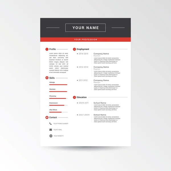 CV / plantilla de CV — Vector de stock