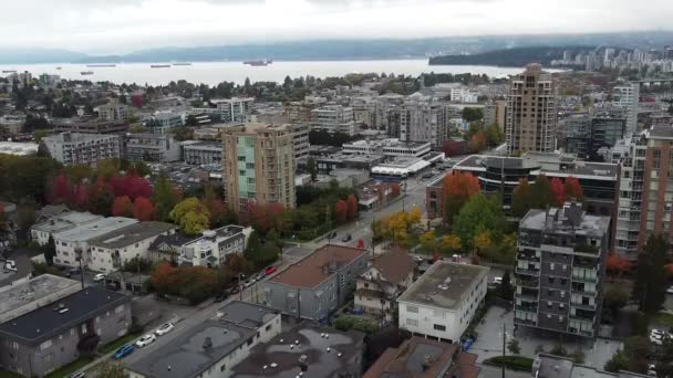 Widok Lotu Ptaka Vancouver Upadek Centrum Miasta Tle — Wideo stockowe