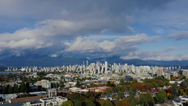 Widok Lotu Ptaka Centrum Vancouver Jesienią Słoneczny Dzień — Wideo stockowe