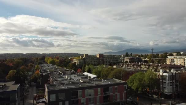 Luftaufnahme Der Nachbarschaft Von Vancouver Während Eines Sturzes Einem Sonnigen — Stockvideo