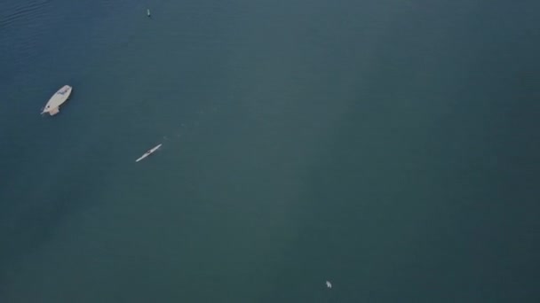 Vancouver Mavi Sularındaki Cayak Yanlız Tekne Manzarası — Stok video