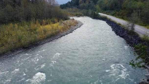 Strzał Drona Dzikiej Rzeki Fraser Gdzie Można Było Znaleźć Złoto — Wideo stockowe