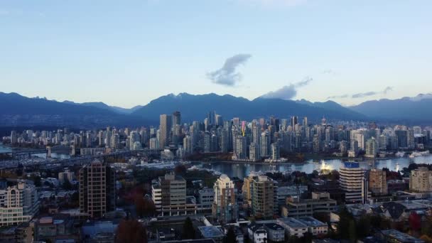 Vancouver Hava Manzarası Güzel Bir Sonbahar Akşamında — Stok video