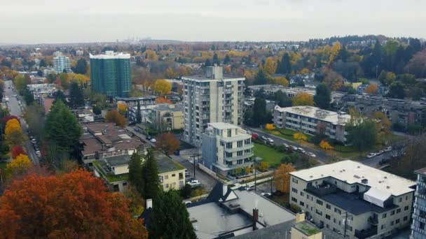 Nşaat Renkli Ağaçlarla Vancouver Hava Manzarası — Stok video