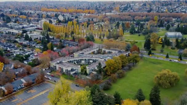 Vuela Sobre Barrio Vancouver Con Árboles Coloridos Otoño — Vídeos de Stock