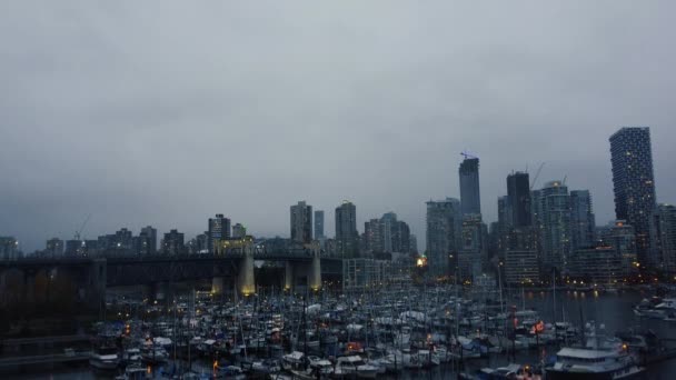 Vue Aérienne Marina Vancouver Centre Ville Avec Pont — Video