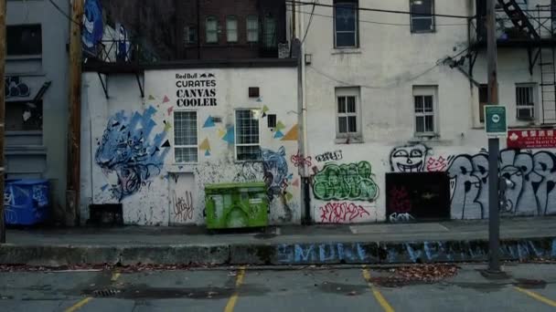 Vancouver Grafiti Yapılmış Çin Mahallesi Evleri — Stok video