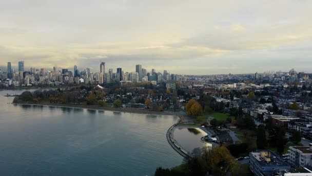 Vista Aérea Del Parque Vancouver Centro Ciudad Segundo Plano — Vídeo de stock