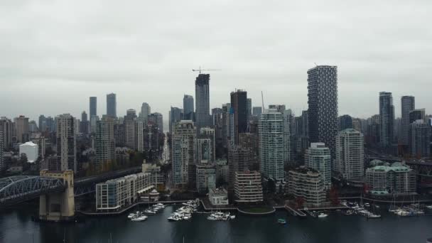 Aerial View Vancouver Downtown Traffic Street Port — Stock Video