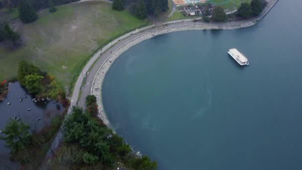 Top View Running Track Water Vancouver Rainy Day — Stock Video