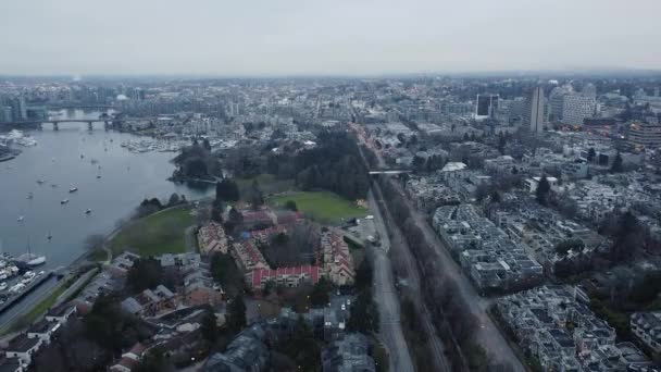 Aerial View Buildings Water Vancouver — Stock Video