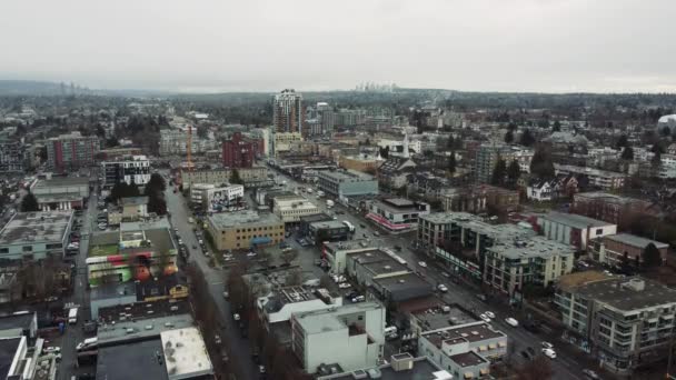 阴云密布的天气里 温哥华街道的空中 — 图库视频影像