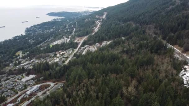 Vista Aérea Del Bosque Norte Vancouver Durante Otoño Con Poco — Vídeo de stock