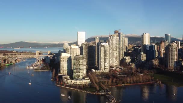 Відкриття Зйомок Ванкувера Центрі Міста Сонячному Ранковому Світлі — стокове відео
