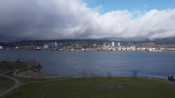 Abertura Terminal Navios Armazenamento Grãos Vancouver Dia Ensolarado — Vídeo de Stock