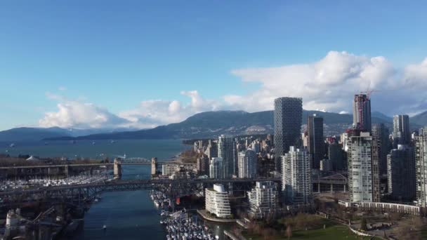 Лети Геть Від Ванкувера Видом Бухту Двома Мостами — стокове відео
