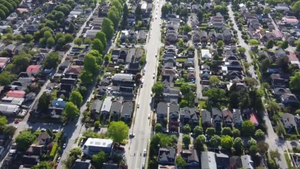 Letecký Pohled Obytnou Čtvrť Vancouveru Dálnici Mezi — Stock video