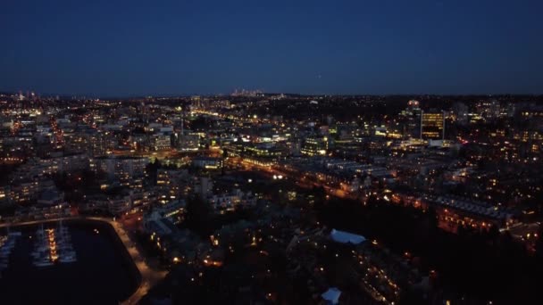 Voe Sobre Bairro Fairview Vancouver Crepúsculo Verão — Vídeo de Stock