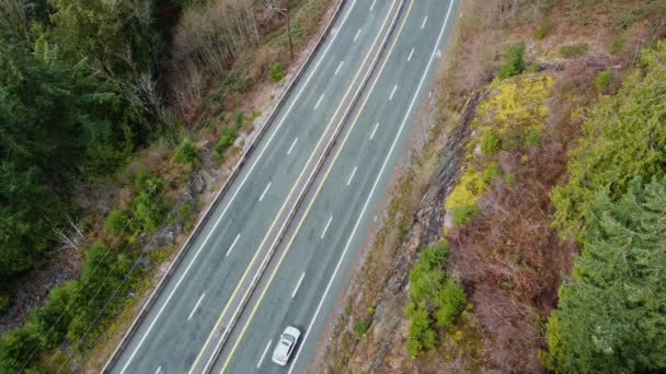 Blick Von Oben Auf Den Kanadischen Highway Mit Ein Paar — Stockvideo