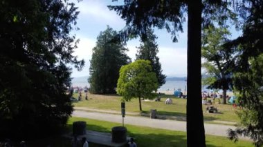 Vancouver beack on a sunny day with people relaxing