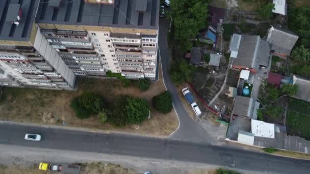 Vue Haut Vers Bas Bâtiment Ukrainien Dans Ville Vyshhorod Près — Video