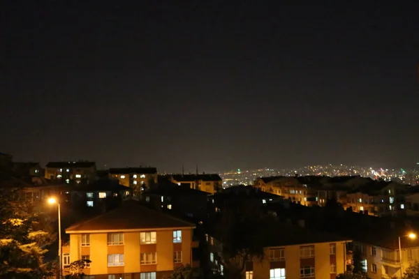 Noite Vista Cidade Paisagem Urbana Viajar Paisagem Céu Moderno Construindo — Fotografia de Stock