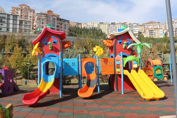 Felszerelés Szórakozás Játék Játszótér Gyermekkor Park Gyermek Színes Gyerek Játék — Stock Fotó
