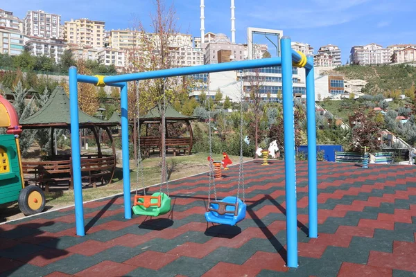 Játszótér Strand Park Csúszda Játék Nyár Gyerekek Szórakozás Tenger Kék — Stock Fotó
