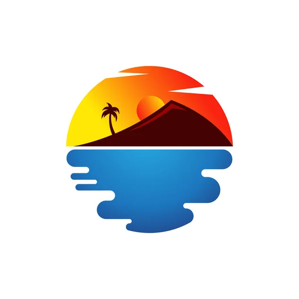 Plaj Logosu Modern Konsept Tasarımı — Stok Vektör