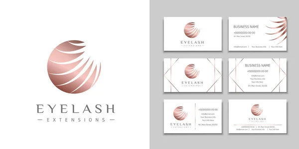 Logo Extension Cils Avec Cils Blancs Cercle Bronze Ensemble Cartes — Image vectorielle