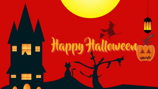 Halloween Wenskaarten Animatie Halloween Feest — Stockvideo
