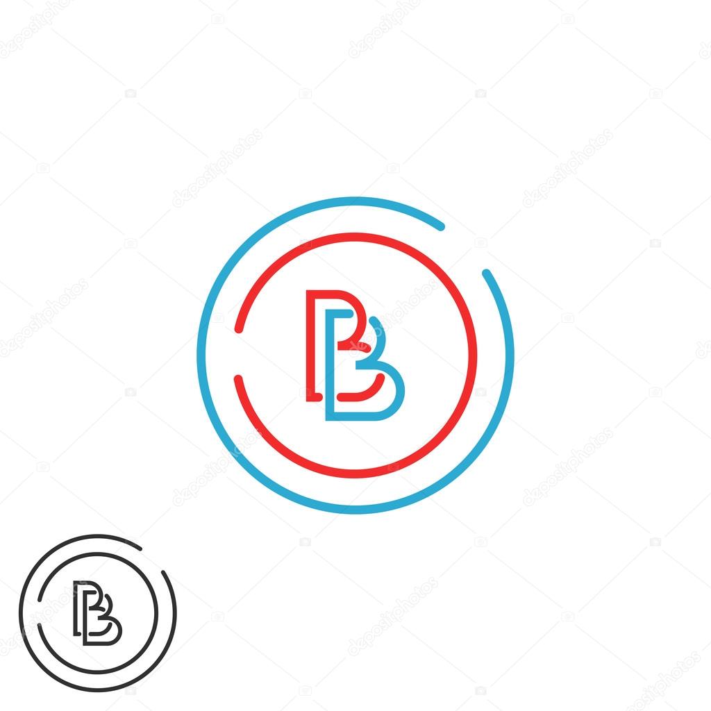 Modern letters B logo monogram, outline emblem business card,  line deco design element template