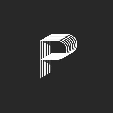 P harfi izometrik logo mockup