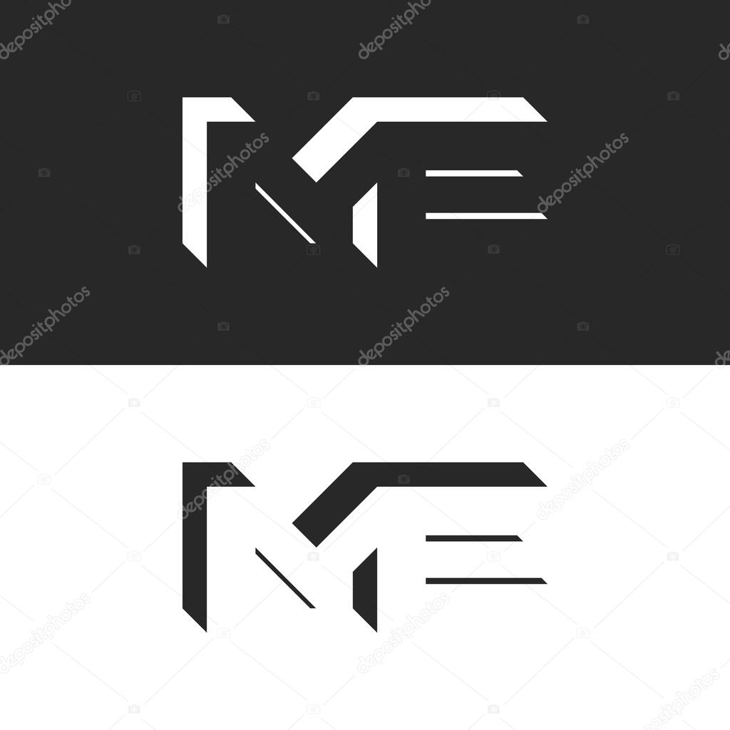 Letters ME logo initials wedding invitation or business card emblem, creative isometric geometric shape M and E