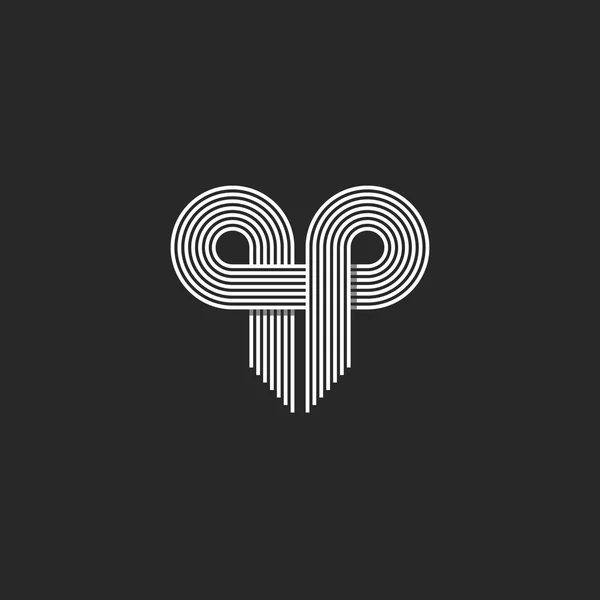 Huruf QP Inisial Logo Modern - Stok Vektor