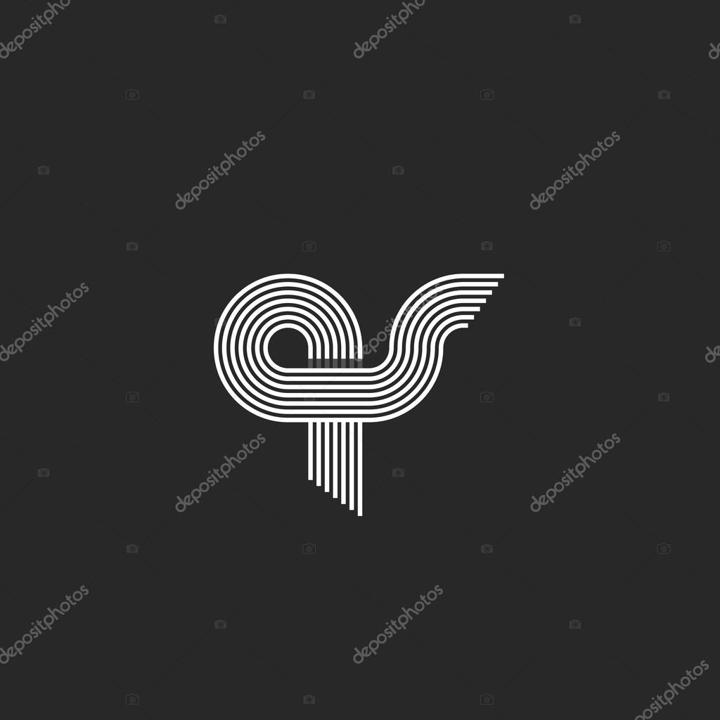 Letters qs logo, intersection combs geometric shape pair q s letters, symbol for wedding invitation emblem