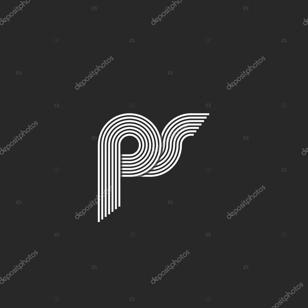 Monogram initials ps logo letters, overlapping conjunction couple p s letters, intersection symbol for business card emblem