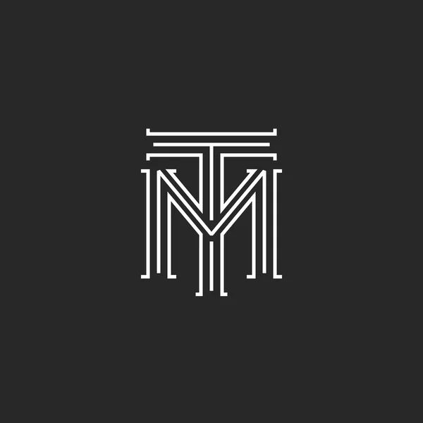 Monogram hipster baş harfleri Tm logosu — Stok Vektör
