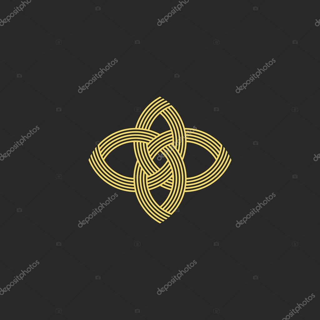 Sacred geometry shape flower logo monogram, intersection line style beauty salon emblem