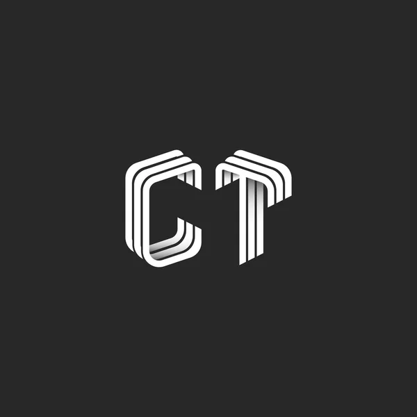 Isometric monogram initials CT logo — Stock Vector