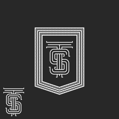 Hipster Ts baş harfleri monogram çerçeve