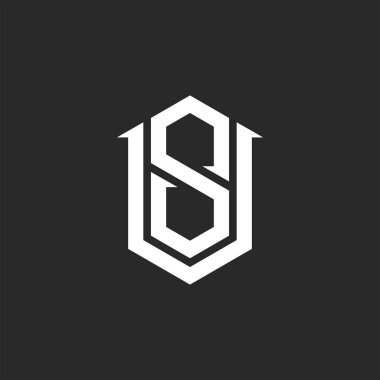 Monogram VS vs SV baş harfleri logo modeli, iki harfli V ve S, hipster amblemi.