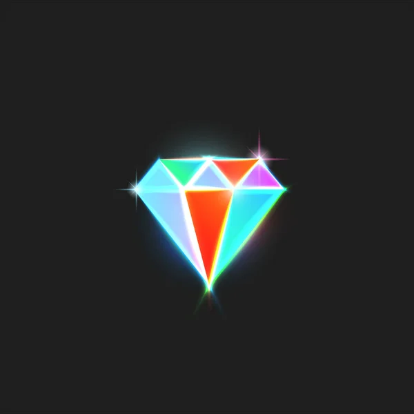 Logo Diamante Una Joya Brillante Con Facetas Coloridas Chispas Emblema — Vector de stock