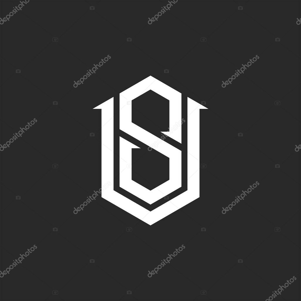 Monogram VS versus SV initials logo mockup, combination two letters V and S, hipster emblem