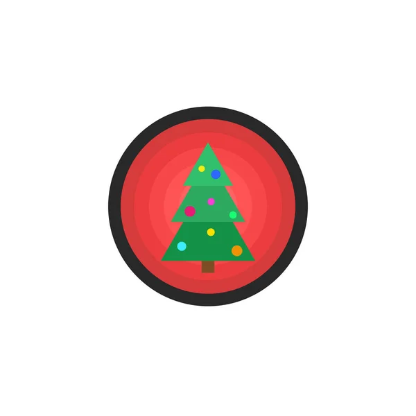 Árbol Navidad Con Bolas Navidad Año Nuevo Logotipo Dibujos Animados — Vector de stock