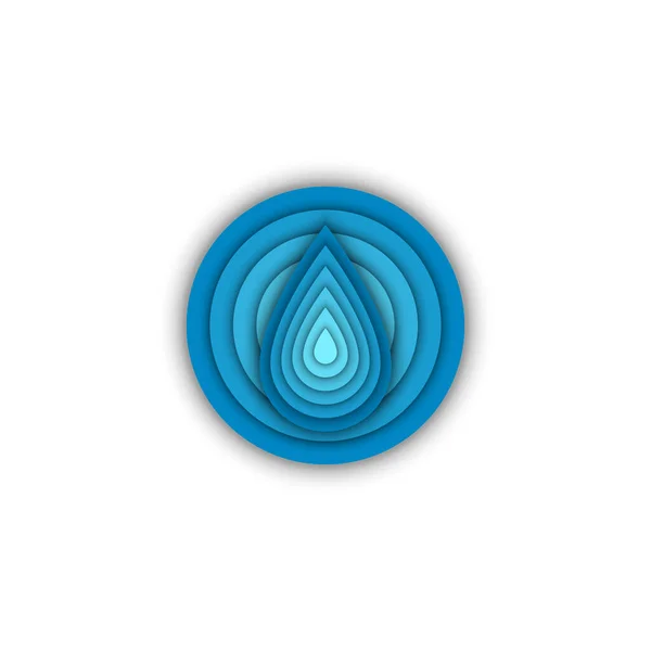 Wassertropfen Runde Form Logo Öko Aufkleber Kreatives Aqua Emblem Blauer — Stockvektor