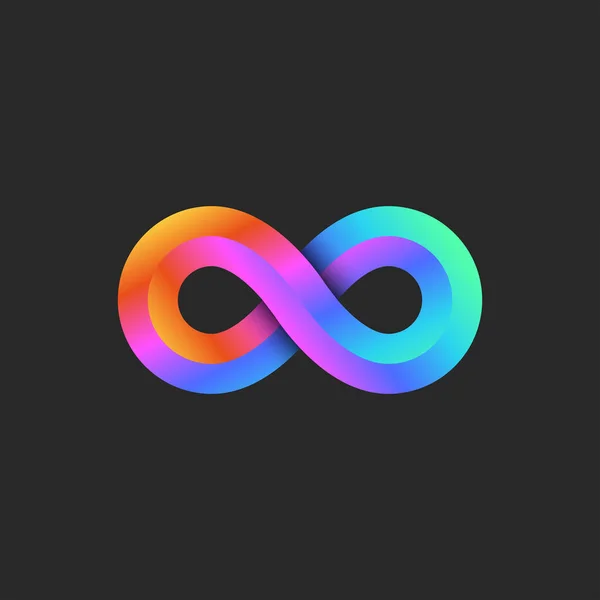 Infinito Logotipo Forma Geométrica Gradiente Brilhante Símbolo Tecnologia Loop Infinito — Vetor de Stock