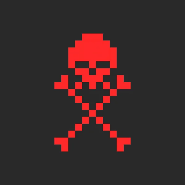 Symbole Crâne Croisés Logo Joyeux Roger Style Pixel Imprimé Enfants — Image vectorielle