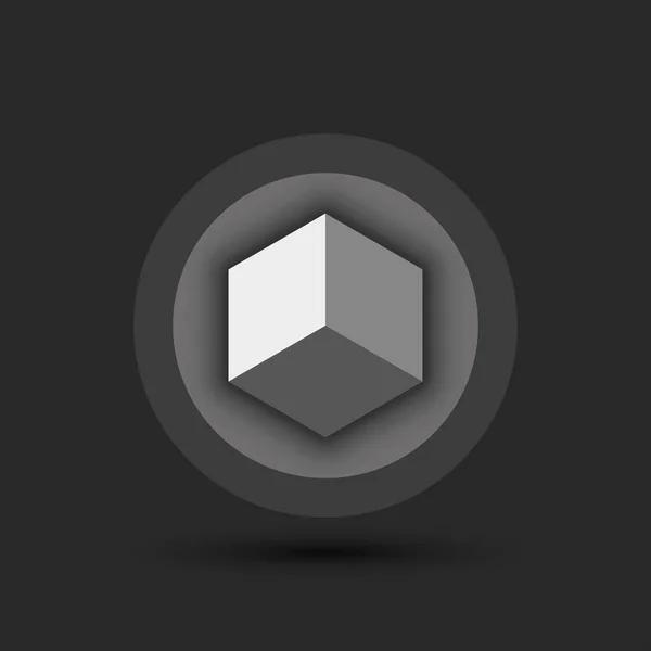 Cube Logo Cryptocurrency Volumetric Gray Background Isometric Geometric Shape — Stock Vector